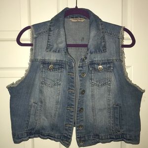 Plus size blue jean vest